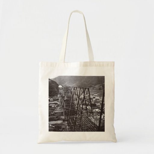 Image of Amarube trestle during construction from east Tote Bag