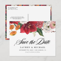 Amaryllis and Autumn Florals QR Code Save the Date