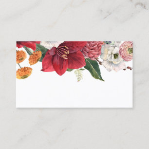 Amaryllis and Chrysanthemums Botanical Wedding Place Card