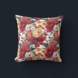 Amaryllis and Chrysanthemums Floral Pattern Cushion<br><div class="desc">This botanical pillow adds a floral accent to any room. It features a floral pattern of amaryllis,  ranunculus,  anemones and chrysanthemums. This moody floral pillow is perfect for all seasons and occasions. Matching items are available.</div>