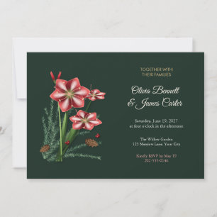 Amaryllis and Pine Winter Wedding Invitation