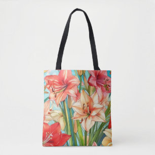 Amaryllis Botanical Flowers Tote Bag