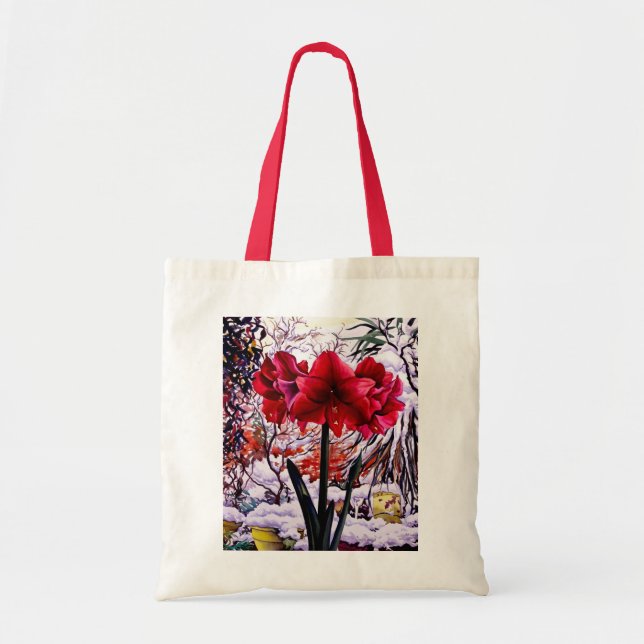 Amaryllis by Snow Window Tote Bag (Front)