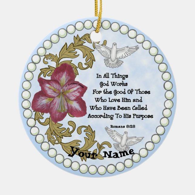 Amaryllis Christian All Things Ceramic Tree Decoration (Front)