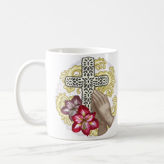 Amaryllis Christian Cross Coffee Mug (Left)