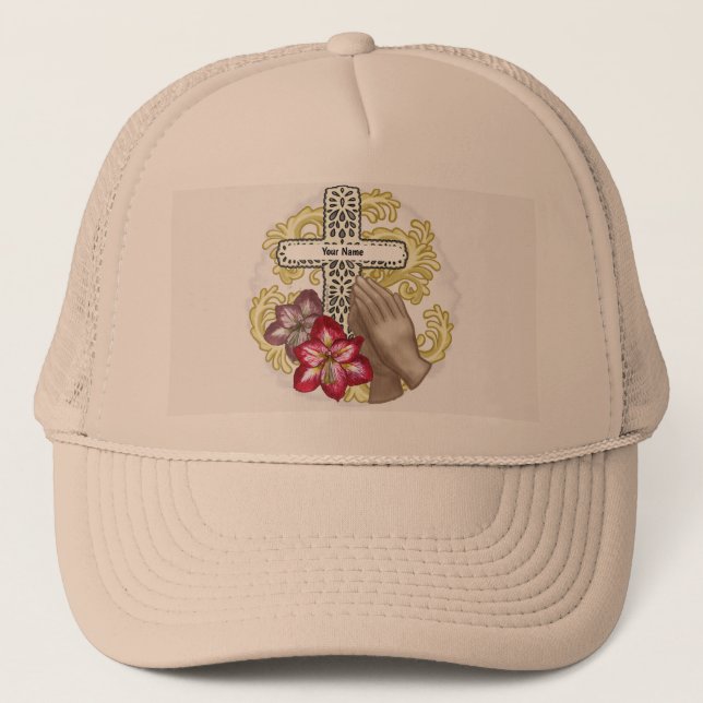 Amaryllis Christian Cross Trucker Hat (Front)