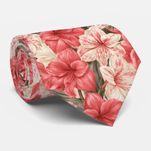 Amaryllis Flower Anniversary Floral Wedding Tie