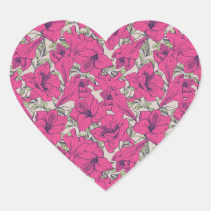 Amaryllis Flower Heart Sticker