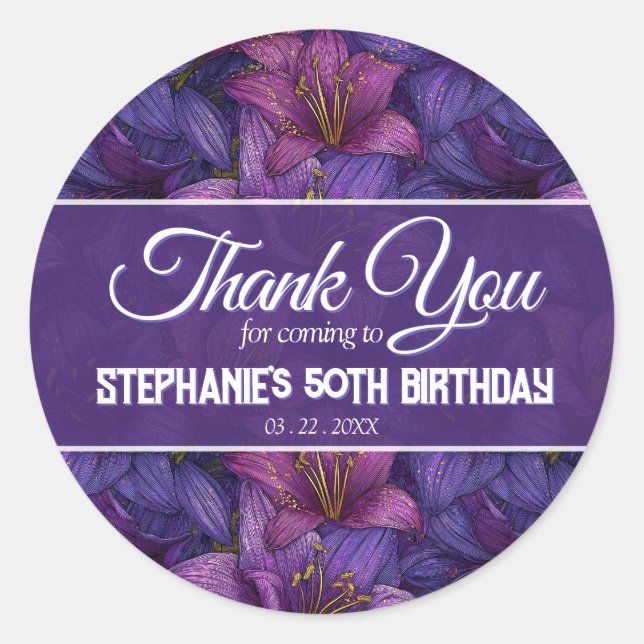 Amaryllis Flower Milestone Birthday Personalised Classic Round Sticker (Front)
