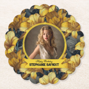 Amaryllis Flower Surprise Birthday Personalised Paper Coaster