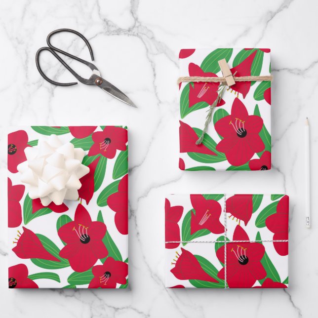 Amaryllis Flower Wrapping Paper Sheet (Front)