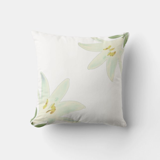 Amaryllis Flowers on White Throw Pillow (Front)
