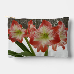 Amaryllis in Snow Red Holiday Winter Floral Accessory Pouch