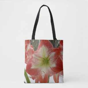Amaryllis in Snow Red Holiday Winter Floral Tote Bag