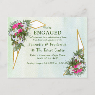 Amaryllis lilies, ferns & Red-pink Blossom Invitation Postcard