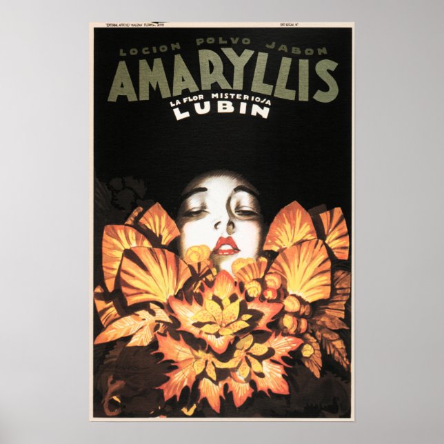 AMARYLLIS Lubin Flowers Cosmetics Soap Lotion Ad Poster (Front)