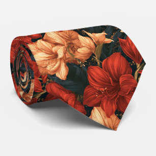 Amaryllis Pattern Father Groom Fall Wedding Tie