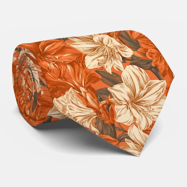 Amaryllis Pattern Uncle Professional Tie (Rolled)