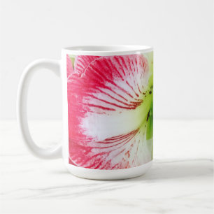 Amaryllis pink white colour gentle flower branch  coffee mug