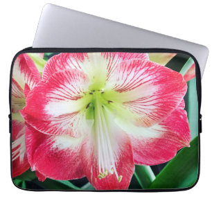 Amaryllis pink white colour gentle flower branch laptop sleeve