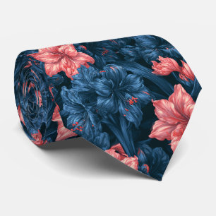 Amaryllis Print Groom Traditional Wedding Tie