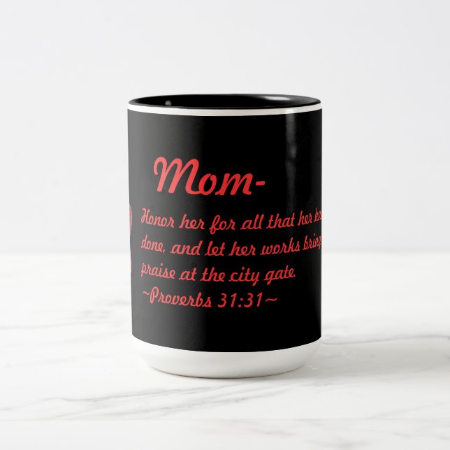 Amaryllis Proverbs 31:31 Two-Tone Coffee Mug (Center)