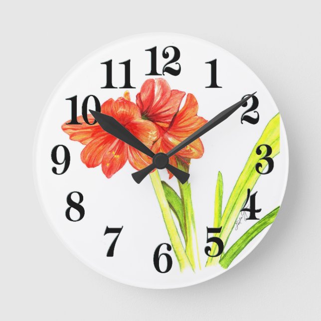 Amaryllis Round Clock (Front)