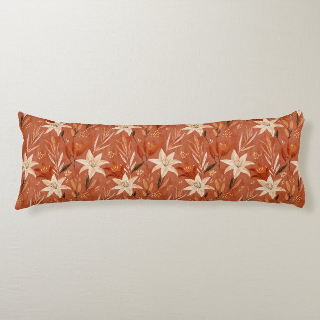 Amaryllis Texture Room Decor Tropical Memory Foam Body Cushion (Front)