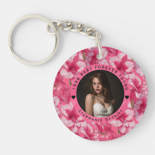 Amaryllis Theme Women Birthday Gift For Her Key Ring