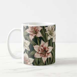 Amaryllis vintage flowers pattern coffee mug