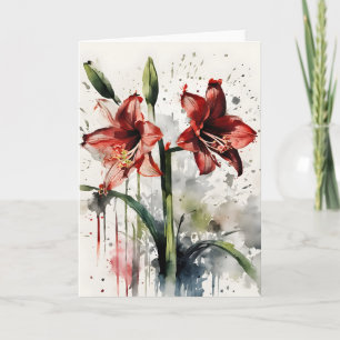 Amaryllis - Watercolor flowers Card