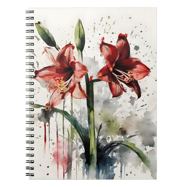 Amaryllis - Watercolor flowers Notebook (Front)