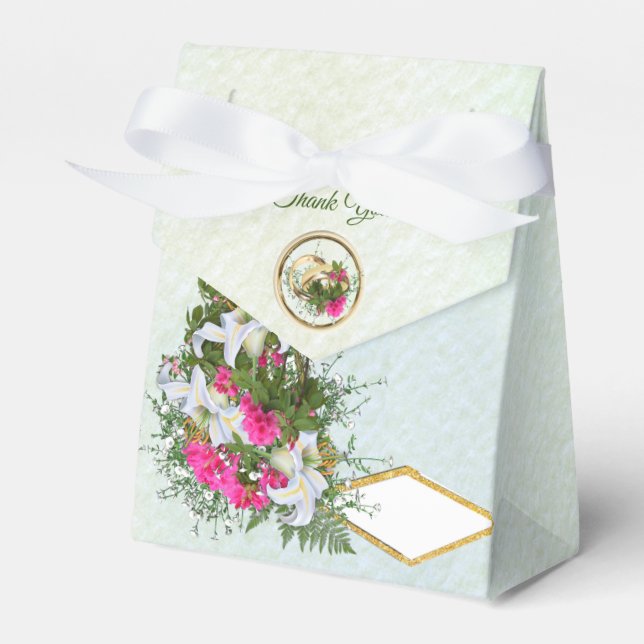 Amaryllis, White lilies & ferns Bouquets Favour Box (Front Side)