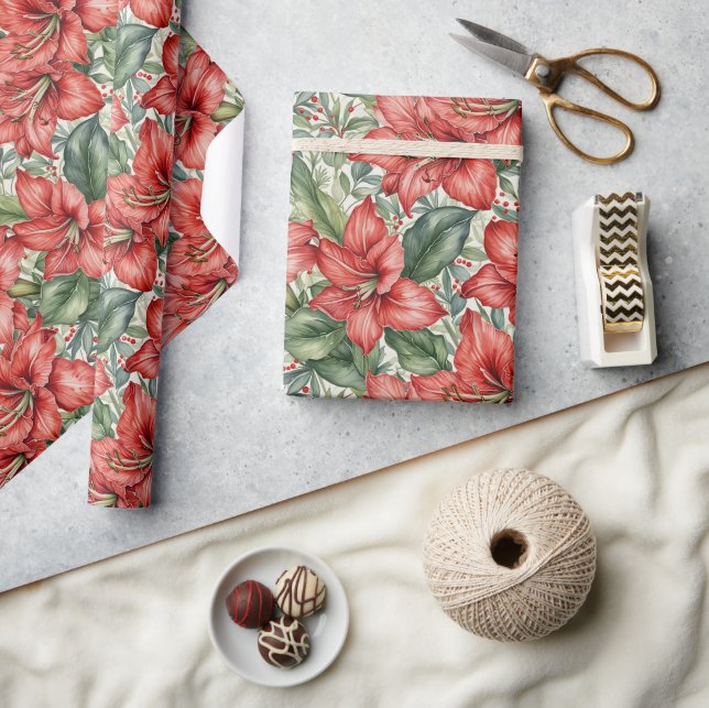 Amaryllis Winter Holiday Wrapping Paper (Crafts)