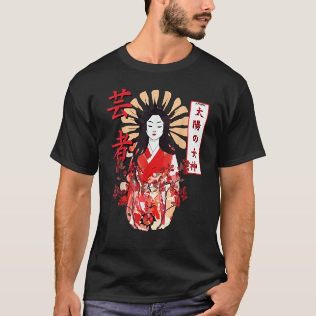 Amaterasu Omikami Cherry Blossom Sun Goddess T-Shirt (Front)