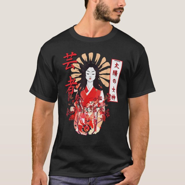 Amaterasu Omikami Cherry Blossom Sun Goddess T-Shirt (Front)