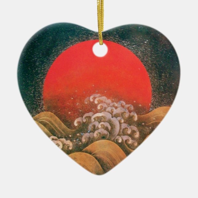 AMATERASU , SUN GODDESS Heart Ceramic Tree Decoration (Front)