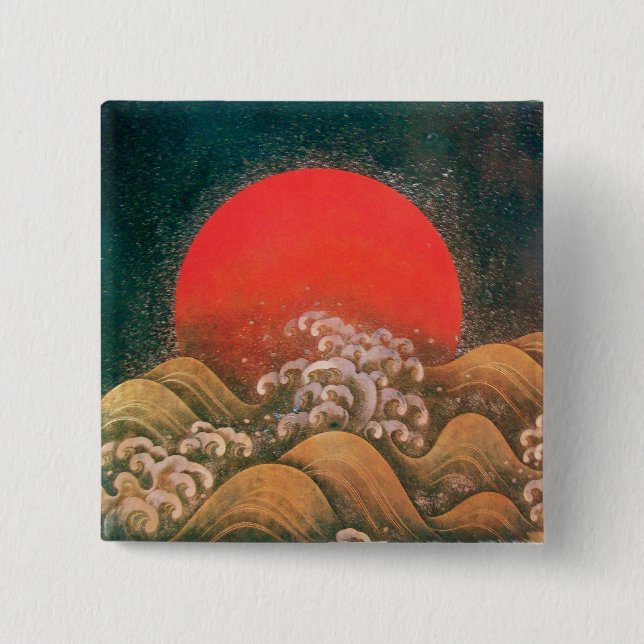 AMATERASU , SUN GODDESS ,red black brown 15 Cm Square Badge (Front)