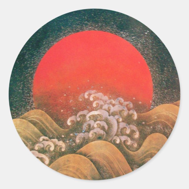 AMATERASU , SUN GODDESS ,red black brown Classic Round Sticker (Front)