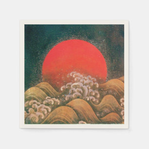 AMATERASU SUN GODDESS Red Black Brown Napkin