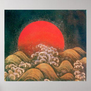 AMATERASU , SUN GODDESS ,red black brown Poster