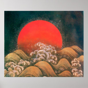 AMATERASU , SUN GODDESS ,red black brown Poster