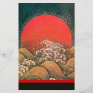 AMATERASU , SUN GODDESS Red Black Brown Stationery