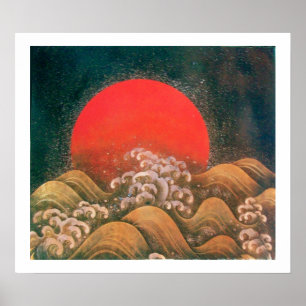 AMATERASU , SUN GODDESS ,red black brown white Poster