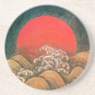 AMATERASU ,SUN GODDESS red brown black Coaster