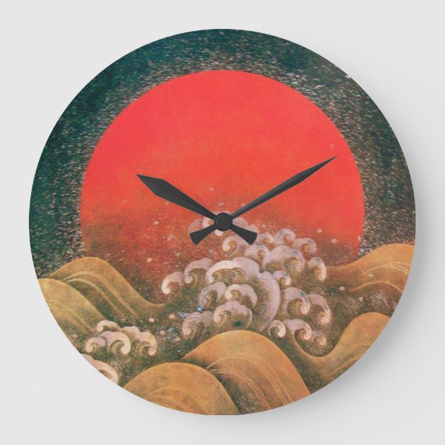 AMATERASU ,SUN GODDESS red brown black Large Clock (Front)
