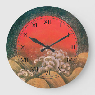 AMATERASU ,SUN GODDESS red brown black Large Clock