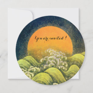 AMATERASU , SUN GODDESS ,Red Yellow Black Green Invitation