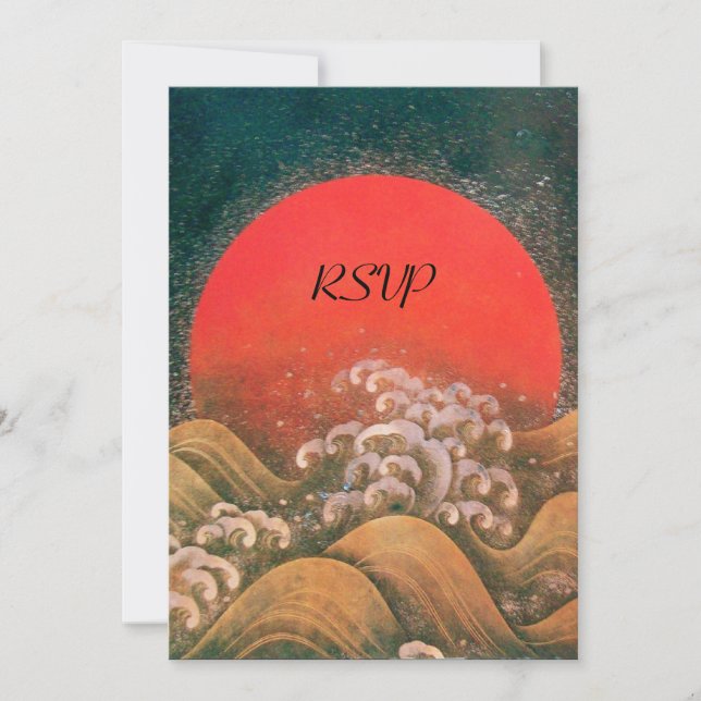 AMATERASU ,SUN GODDESS RSVP red yellow green brown Invitation (Front)