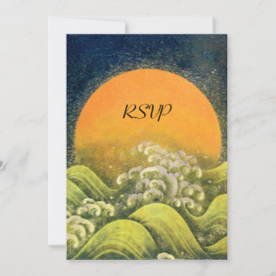 AMATERASU ,SUN GODDESS RSVP ,yellow green black Invitation